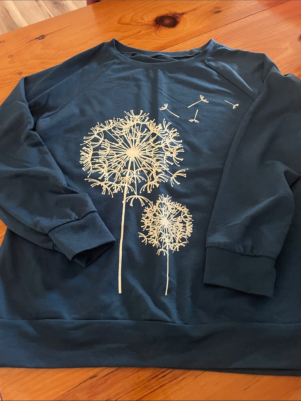 Navy Sweatshirt with White Dandelion Print